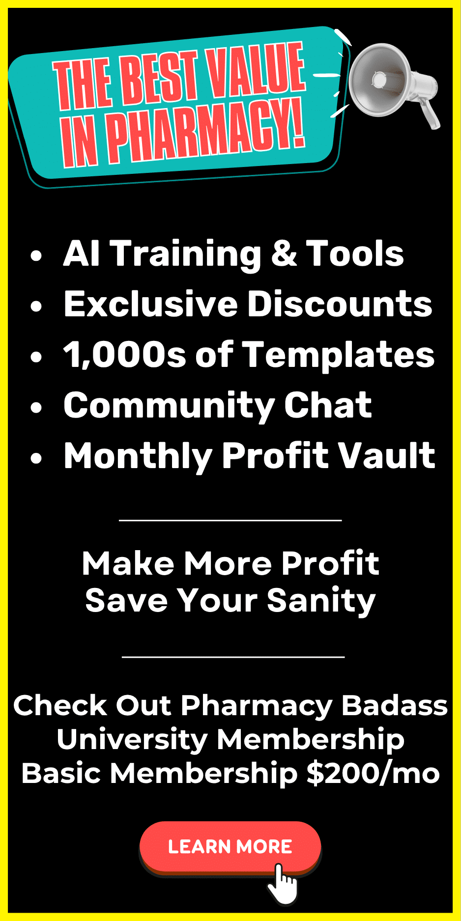 Pharmacy Badass University Basic Membership AI profit growth