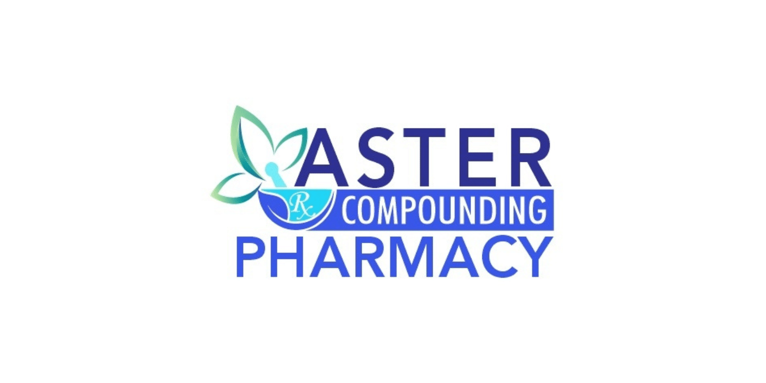 Master Compounding Pharmacy logo featuring teal-green leaves and bold blue typography