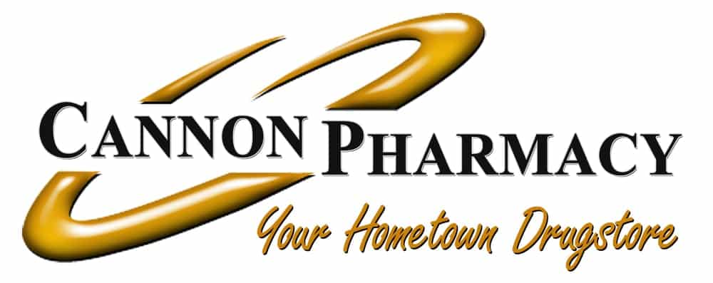 Cannon Pharmacy logo with gold swooshes and the slogan 'Your Hometown Drugstore'.