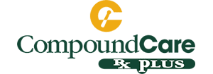 CompoundCare logo with a yellow circular emblem above green text and an Rx Plus badge.