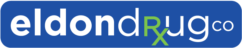 Eldon Rug Co logo on a blue rounded rectangle, with a green RX symbol between 'eldon' and 'rug'.