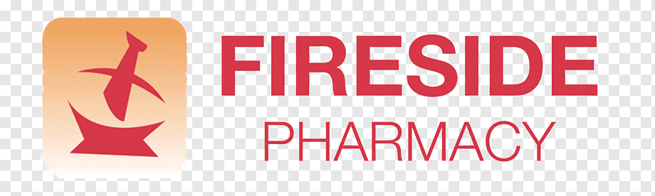 Fireside Pharmacy logo featuring an orange rounded-square icon with a red mortar and pestle, and the words FIRESIDE PHARMACY.