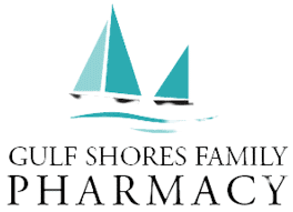 Gulf Shores Family Pharmacy logo with three teal sailboats above blue waves.