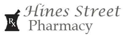 Logo for Hines Street Pharmacy with 'Hines Street Pharmacy' text and an Rx symbol icon.