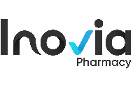 Inovia Pharmacy logo with a blue curved accent over the 'v'.