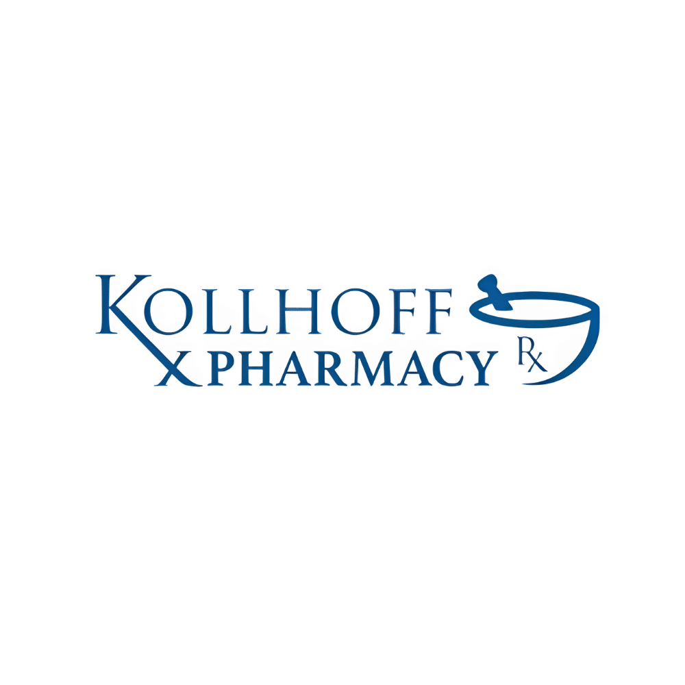 Kolhoff Pharmacy logo in blue reading 'KOLHOF X PHARMACY' with an RX symbol on the right.