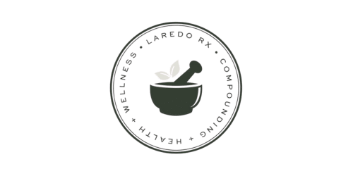 Circular stamp logo featuring a mortar and pestle with leaves, surrounded by circular text around the edge.
