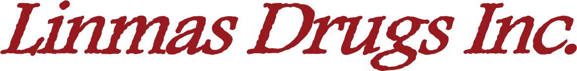 Linnas Drugs Inc. logo in red cursive font