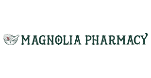 Magnolia Pharmacy logo with a small flower emblem to the left
