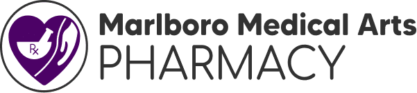 Marlboro Medical Arts Pharmacy logo with circular emblem (mortar and pestle and Rx) and the text 'Marlboro Medical Arts PHARMACY'.