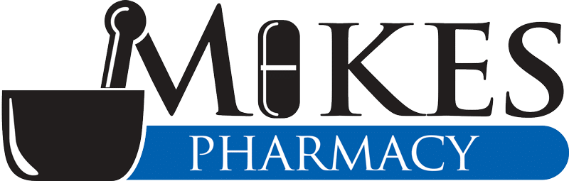 Makes Pharmacy logo featuring a black mortar and pestle with the word 'MAKES' and a blue rounded banner reading 'PHARMACY' underneath.