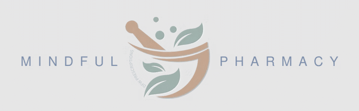 Mindful Pharmacy logo featuring an abstract leaf-and-curve figure with the words Mindful Pharmacy and the circular slogan 'Your prescriptions' around it.