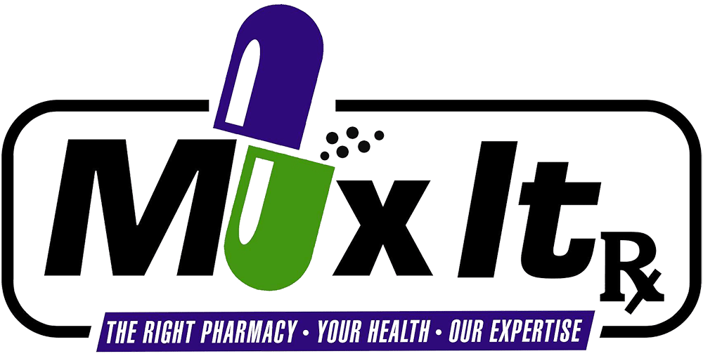 MoxitRx logo featuring a green and purple capsule forming part of the letters, with a purple ribbon beneath reading 'THE RIGHT PHARMACY • YOUR HEALTH • OUR EXPERTISE'