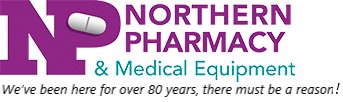 Northern Pharmacy & Medical Equipment logo with the slogan 'We've been here for over 80 years, there must be a reason!'