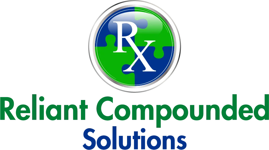 Reliant Compounded Solutions logo: green and blue circular puzzle icon with a white Rx overlaid, and the company name beneath.