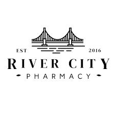 River City Pharmacy logo featuring a bridge illustration and EST 2016.