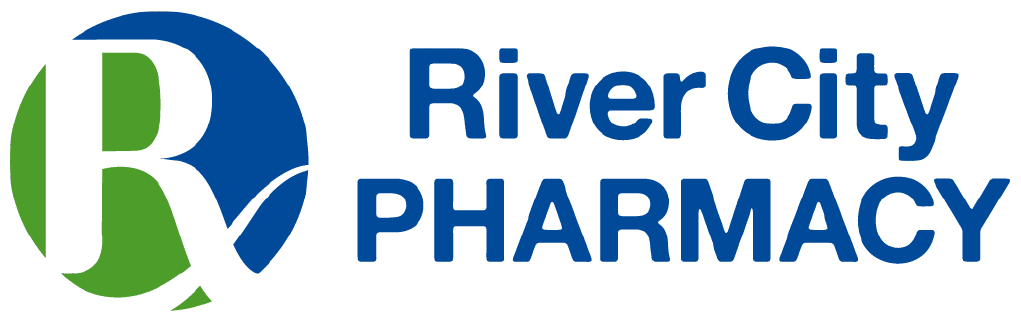 River City Pharmacy logo: blue and green circular emblem with an R, followed by the blue text 'River City Pharmacy'