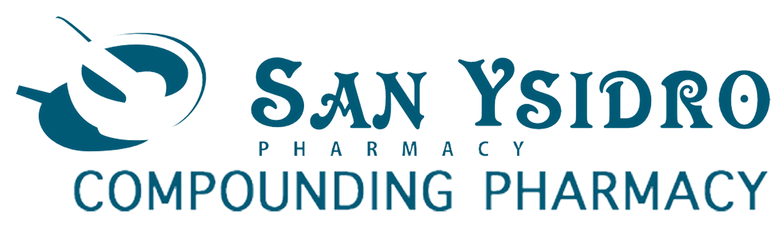 San Ysidro Pharmacy logo featuring a blue mortar and pestle icon and the text 'San Ysidro Pharmacy – Compounding Pharmacy'.