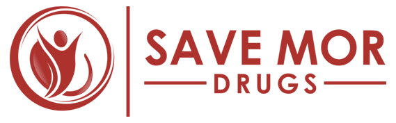 Save More Drugs logo: red circular emblem with an abstract figure beside the brand name, separated by a vertical bar.