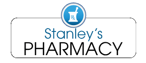 Logo for Stanley's Pharmacy: circular blue icon above the words 'Stanley's' and 'PHARMACY' in a rounded rectangular badge.