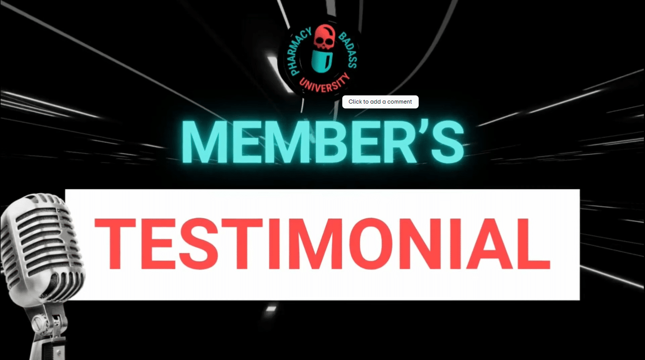 Neon blue 'MEMBER'S' heading with a red 'TESTIMONIAL' banner and a vintage microphone on the left against a dark background, logo above.