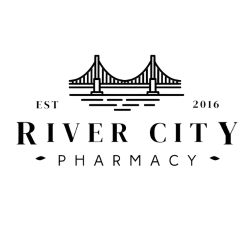 River City Pharmacy logo with a bridge illustration and 'EST 2016' text above water