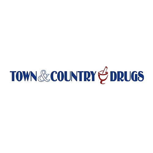 Town & Country Drugs logo with a red mortar and pestle between the words 'Town' and 'Drugs'.