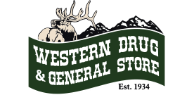 Western Drug & General Store logo featuring a deer head and curved banner