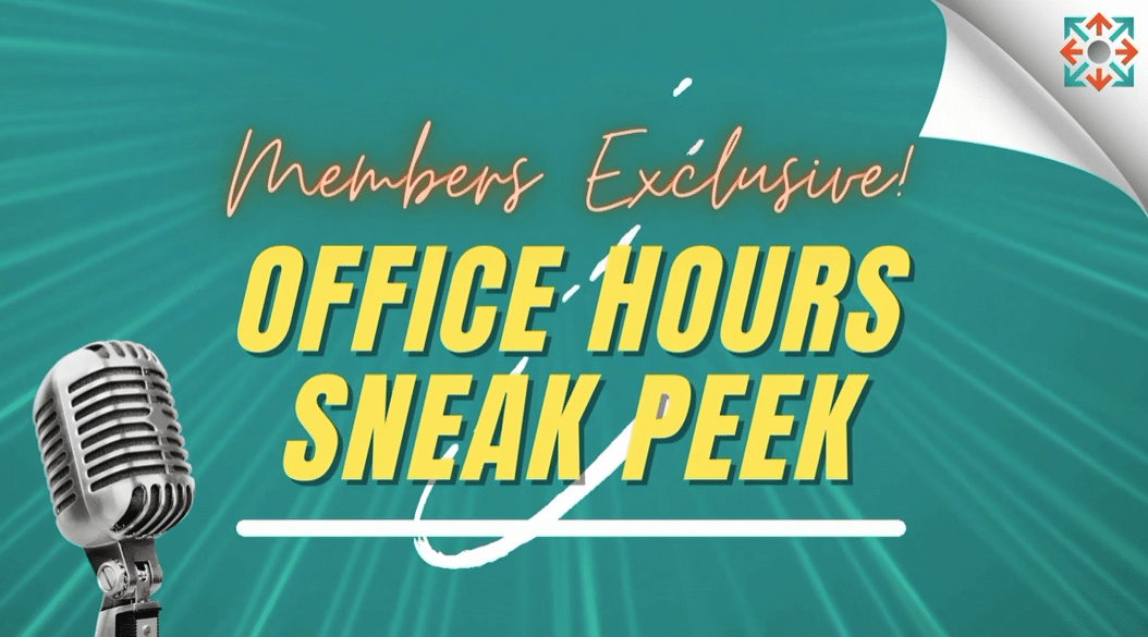 Promotional banner for Members Exclusive: Office Hours Sneak Peek with a microphone on a teal backdrop.